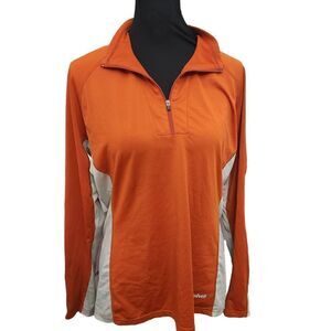 Cloudveil Womens Shirt Size Large Orange 1/4 Zip Base Layer High Neck Long Sleev